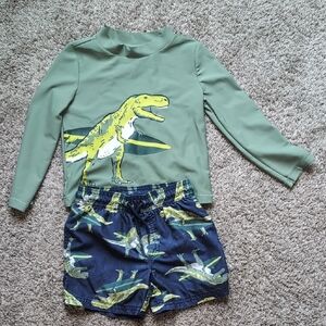 Carter's | Green and Blue Dinosaur Rashguard Swim Set